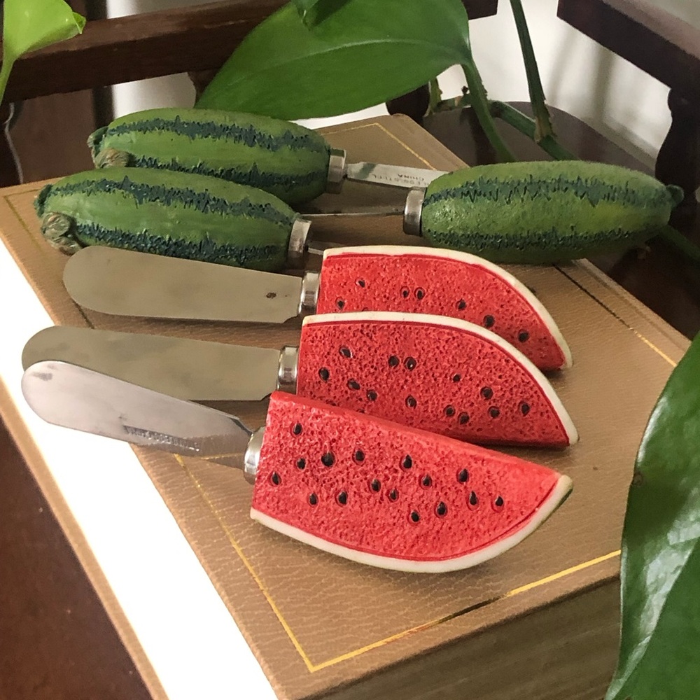 Set of 6 Watermelon Cheese/Jam Knives Spreaders Fruit Slice